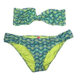 VICTORIA’S SECRET Bikini Tube Twist Top Ruched Bottoms Floral Multicolor Medium